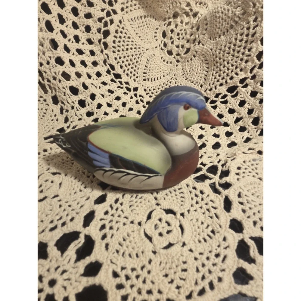 Vintage Jasco Duck Ceramic Handpainted Lint Removal Brush Figurine